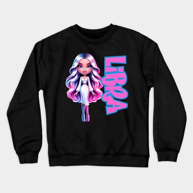 Libra Szn Dollz Zodiac Birthday Baddie Y2K Crewneck Sweatshirt by Lavender Celeste